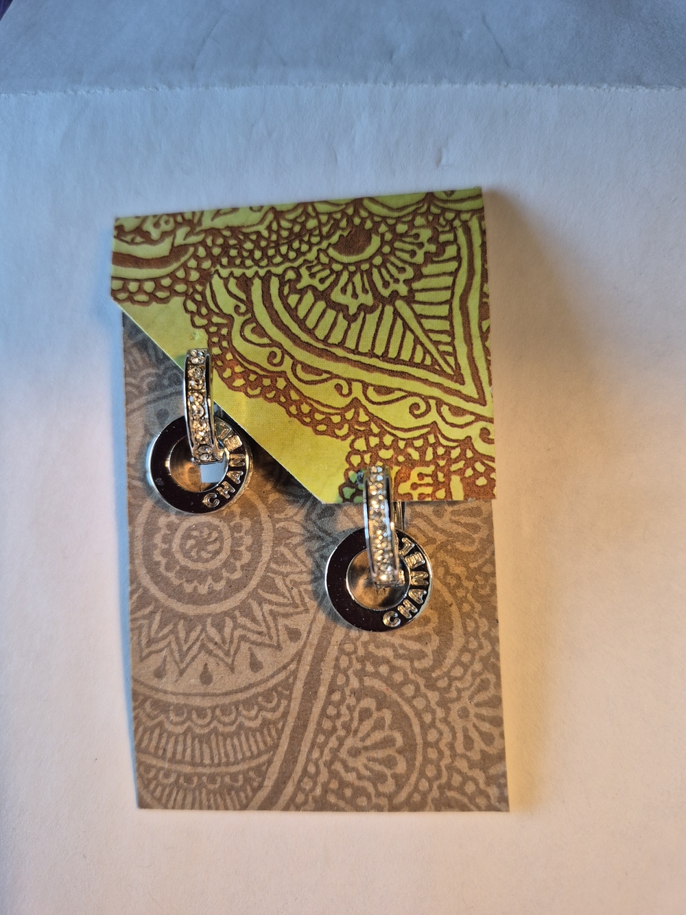 Chanel Copy Silver Crystal Hoop Circle Earrings